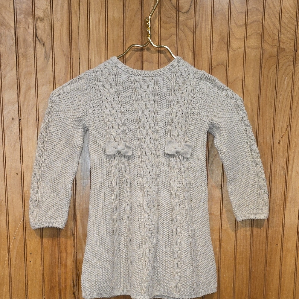 Tommy Bahama Girl's Cream Cable-Knit Sweater Dress with bow accents Size 4t